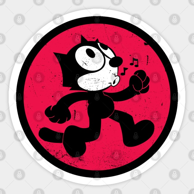 Felix The Cat Walking Whistle Sticker by technofaze